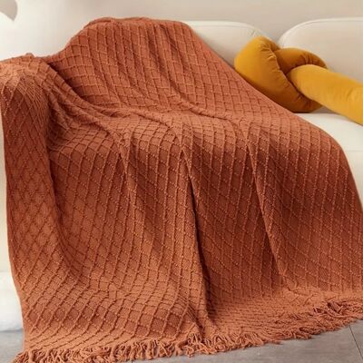 Manta de punto geométrica vintage: suave manta de sofá de acrílico para todas las estaciones