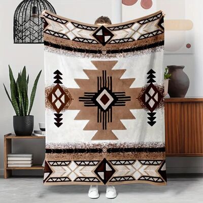 Boho Style Mixed Color Flannel Throw Blanket - Hypoallergenic, Tear-Resistant, All-Season