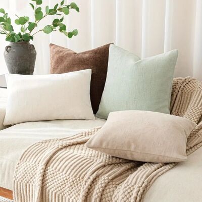 Vintage Solid Throw Pillow Covers, 100% Machine Washable for Sofa, Bed