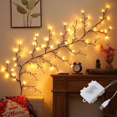 Guirlande lumineuse à 96 LED en forme de branche de saule artificiel, décoration murale d'intérieur