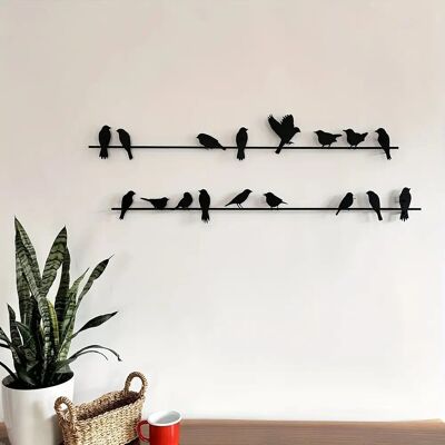 Set di 2 decorazioni da parete a forma di uccello in metallo nero