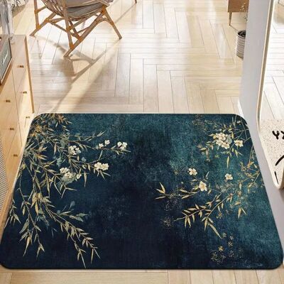 Tappeto elegante con motivo floreale e rami - Lavabile in lavatrice
