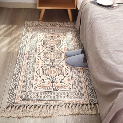 1pc Nordic Ethnic Style And Linen Handmade Woven Carpet