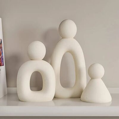 3 figuras abstractas de resina familiar para decoración del hogar