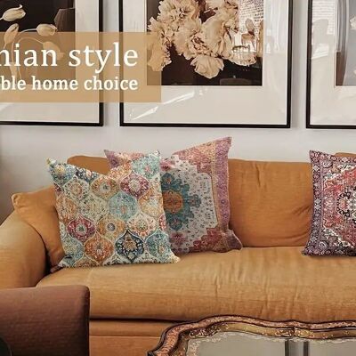 Lot de 2 housses de coussin en velours à motifs géométriques - 45 cm x 45 cm