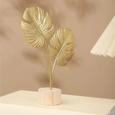 Décoration artistique élégante en forme de feuille d'arbre en métal