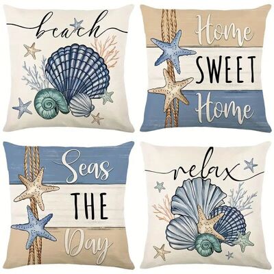 4-Pack Tropical Style Linen Blend Throw Pillow Covers 45.72x45.72 cm