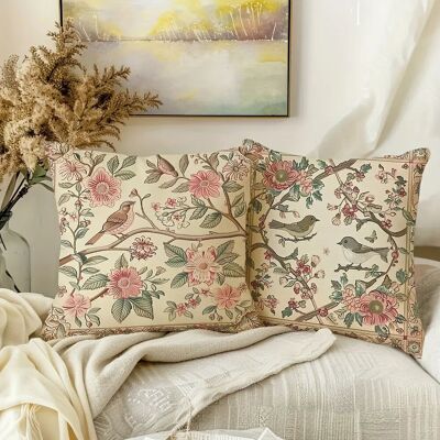 2pcs Flowers Birds Decorative Throw Pillow Covers 45.72*45.72cm,