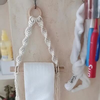 1 portarotolo da parete in stile boemo, intrecciato a mano