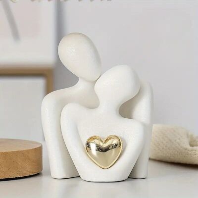 1 paire de figurines romantiques en céramique représentant un couple amoureux, ensemble en faïence blanche