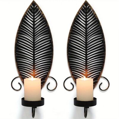 2PCS Leaf Pattern Metal Wall Sconces