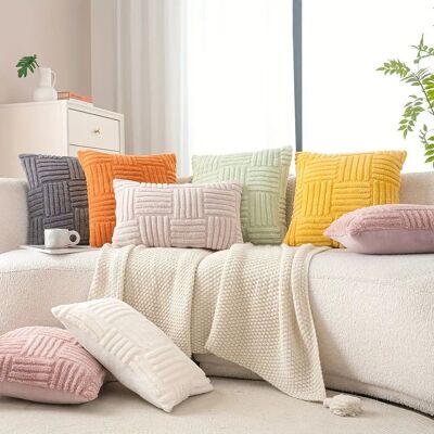1pc, Boho Home Decorative Throw Pillow Cover, Soft Plush Striped