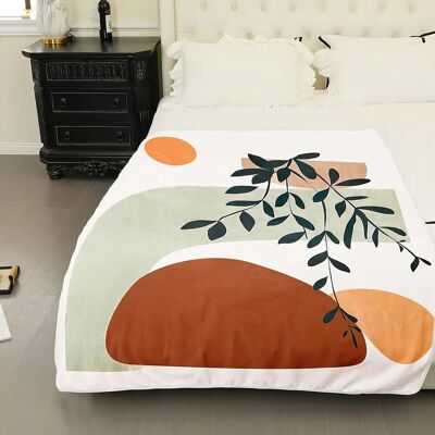 1pc Boho Sun And Leaf Blanket For All Seasons