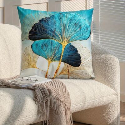 Contemporary Ginkgo Leaf Digital Print Throw Pillow Cover