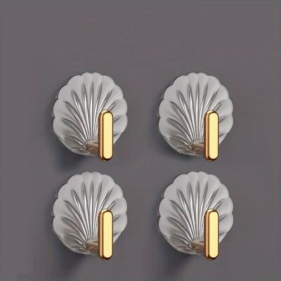 2/4pcs Shell Shaped Hooks Self Adhesive Wall Hooks