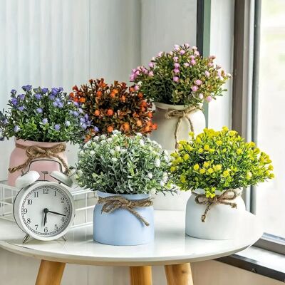 2/5pcs Artificial Potted Lavender Flowers Faux Plants