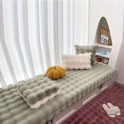Luxurious Matcha Green Bubble Velvet Area Mat - Ultra-Soft, Plush