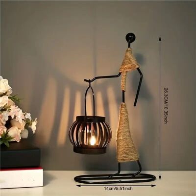 1pc Metal Shaped Candle Holder With A Lady Character Design