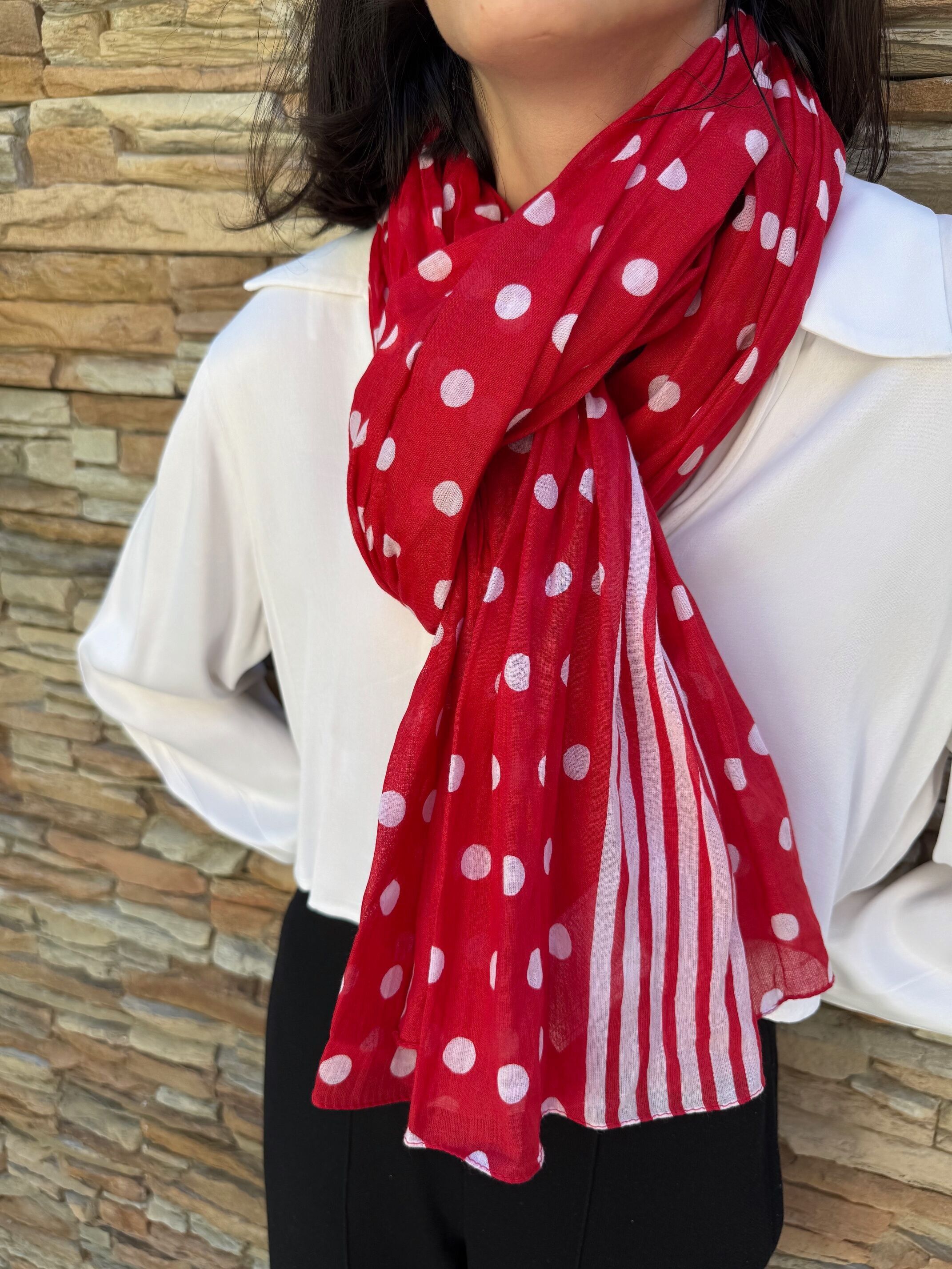 Sciarpa a pois in 100% cotone indiano – 100x180 cm – Versatile e alla moda