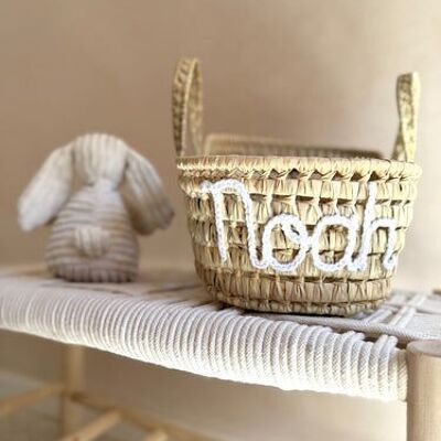 🧺 Personalized Baby Moses Basket – Handwoven Moroccan Name Basket