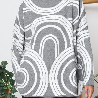 Maglione oversize con motivo grafico – Modernità e volume morbido