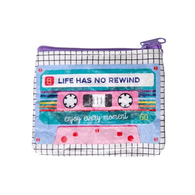 Mini wallet Cassette tape Life has no rewind made of recycled plastic