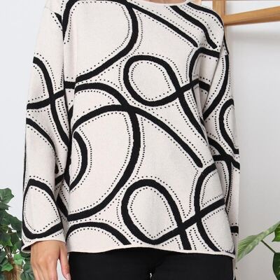 Maglione oversize con motivo astratto – Comfort grafico e modernità