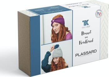 Kit bonnet/headband datcha col. 606 prune - 569 mauve