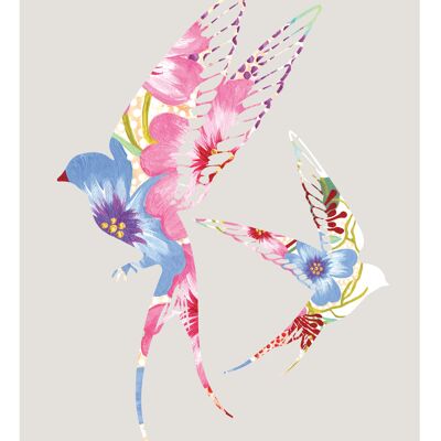 Affiche A4 Flowers bird
