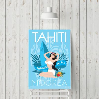 Affiche A4 illustration Tahiti Vahinée