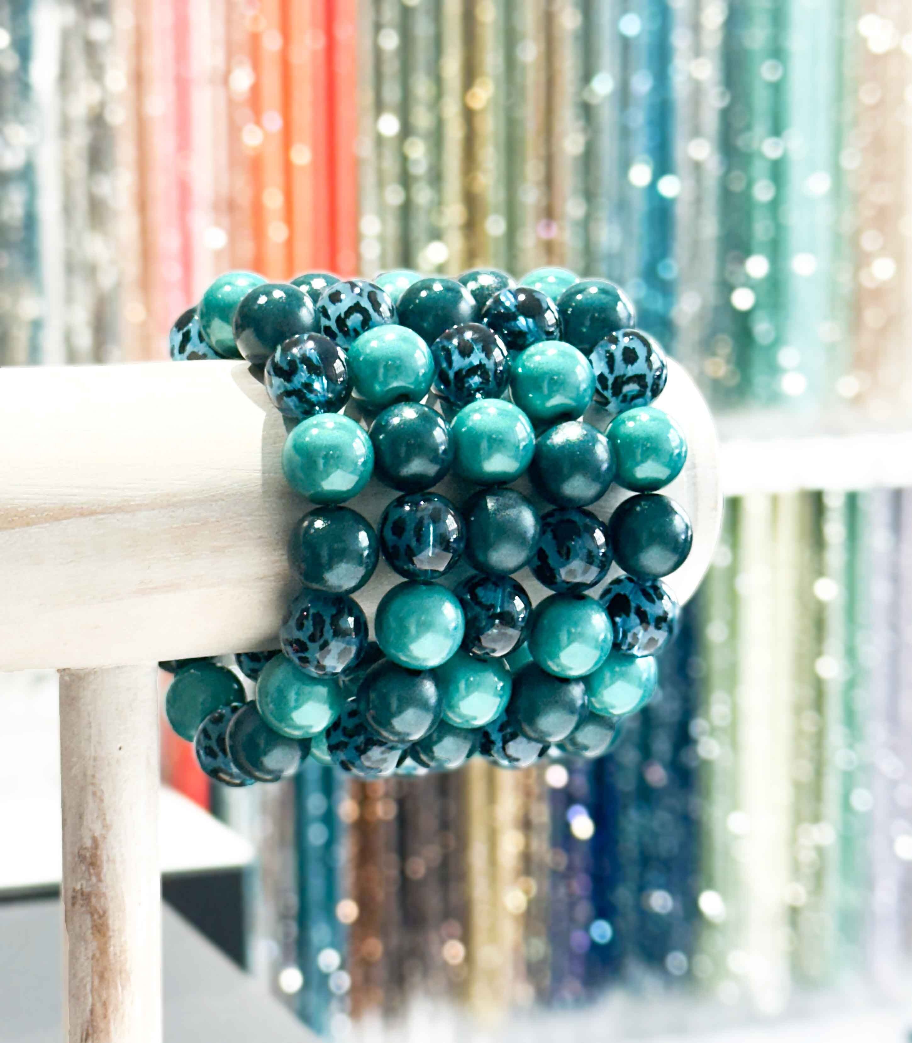 Cinturino in resina da 14 mm - Modello color blu anatra e leopardo