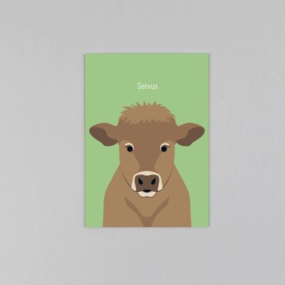 Postal de cartón de pulpa de madera Vaca Rosi