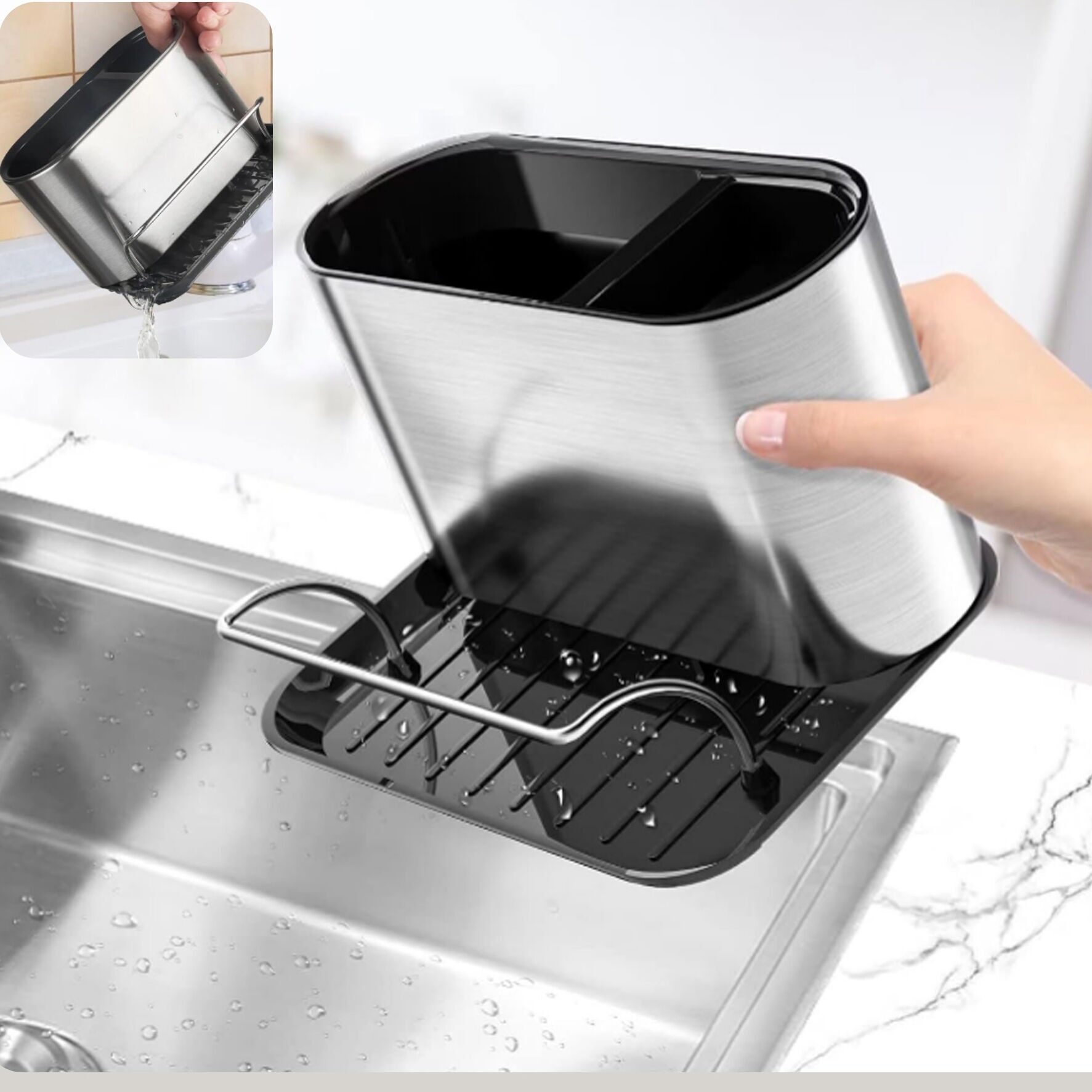 Organizer 18x12x13cm aus Edelstahl und Kunststoff