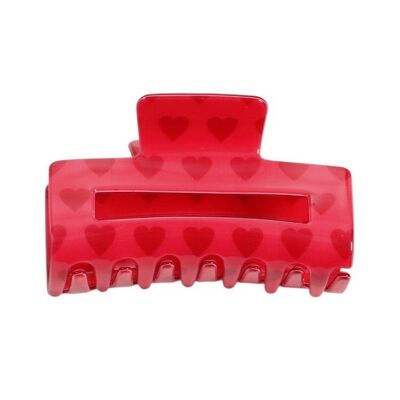 Red Hearts Rectangle Claw Clip