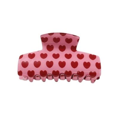 Pink & Red Heart Claw Clip