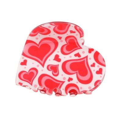 Loveheart White & Red Claw Clip