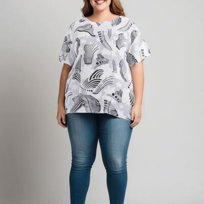Top grande taille imprimé blanc (C6597)