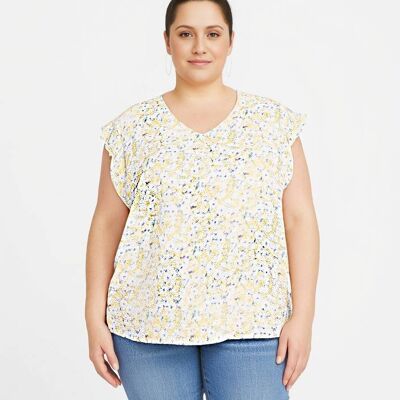 Top grande taille imprimé jaune (C6577)