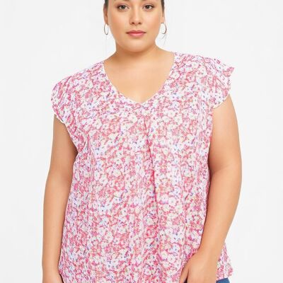Top grande taille imprimé rose (C6577)