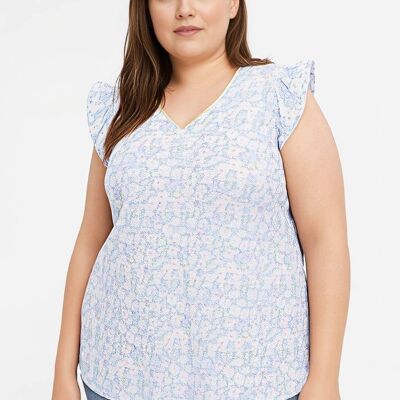 Top grande taille imprimé bleu (C6577)