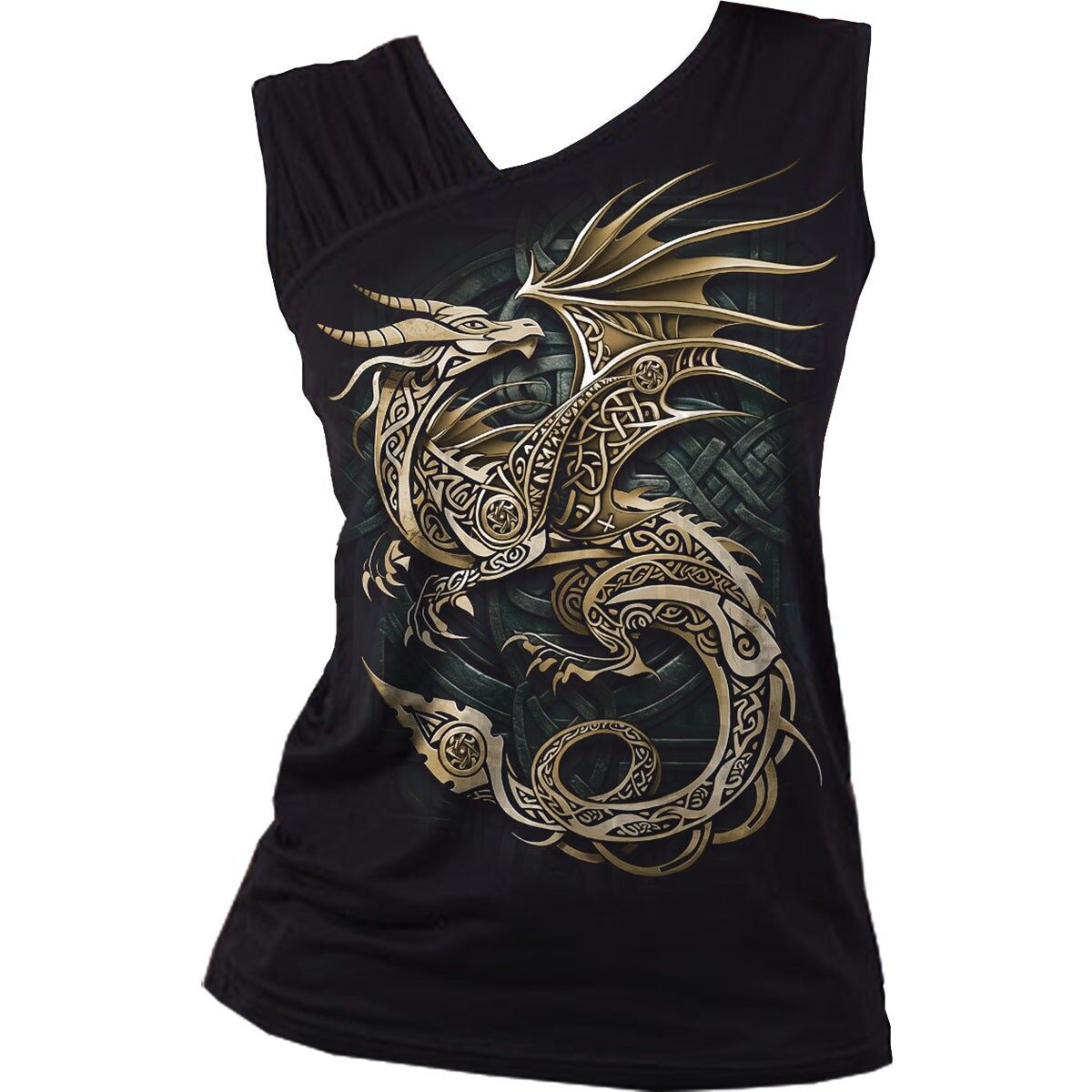 CELTIC DRAGON - Gilet noir à épaules froncées