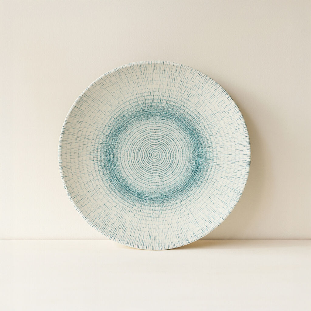 21cm deep plate in white and blue porcelain AQUA