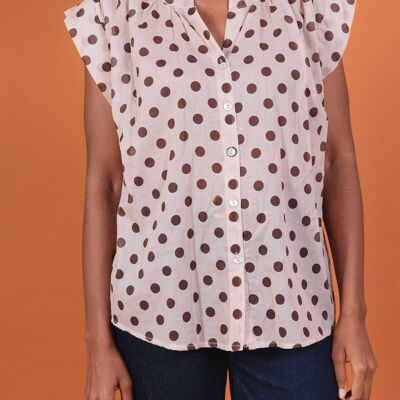 Blouse en voile de coton imprimé à pois - PB2531