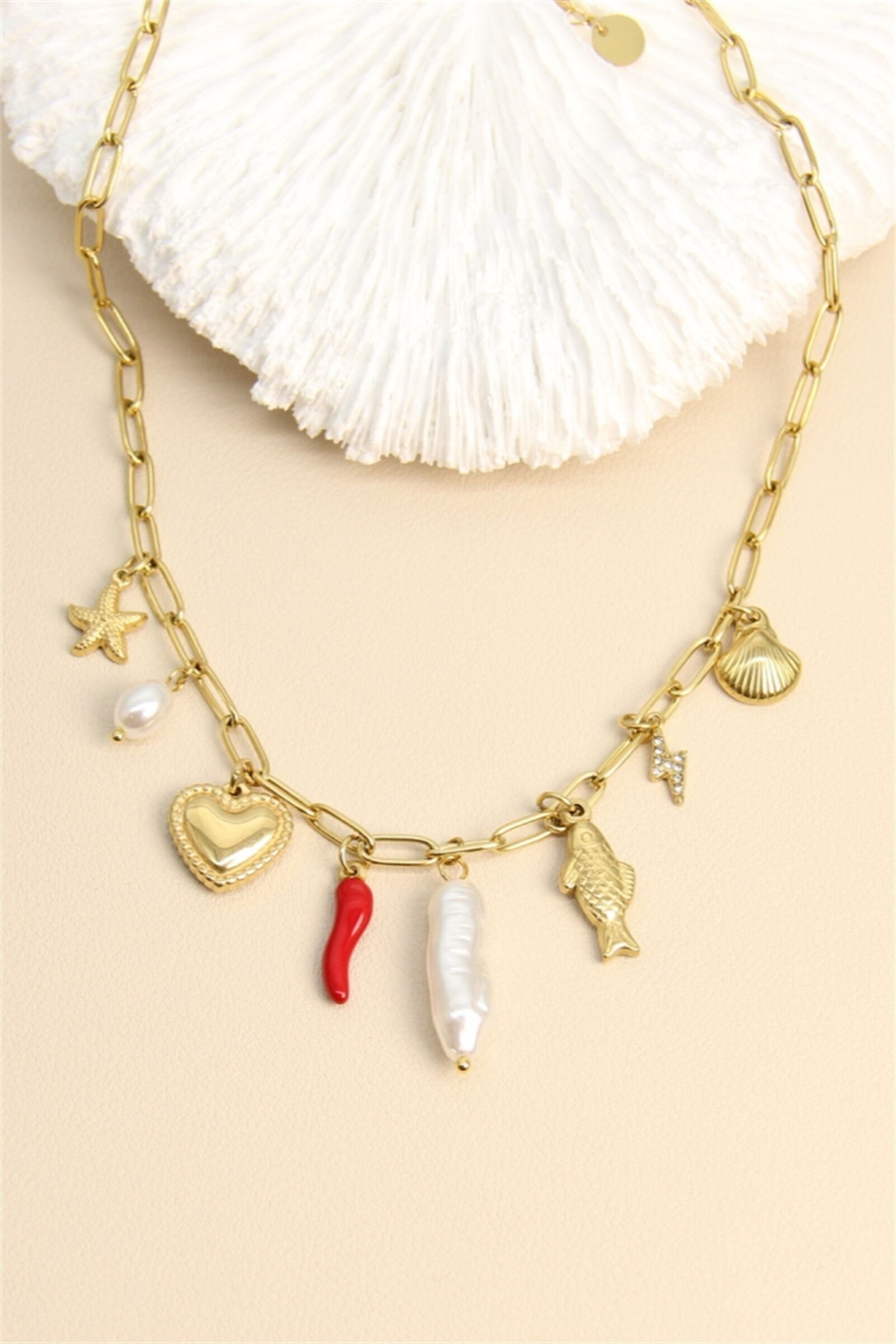 Edelstahlhalskette – Gliederkette und maritime Quasten