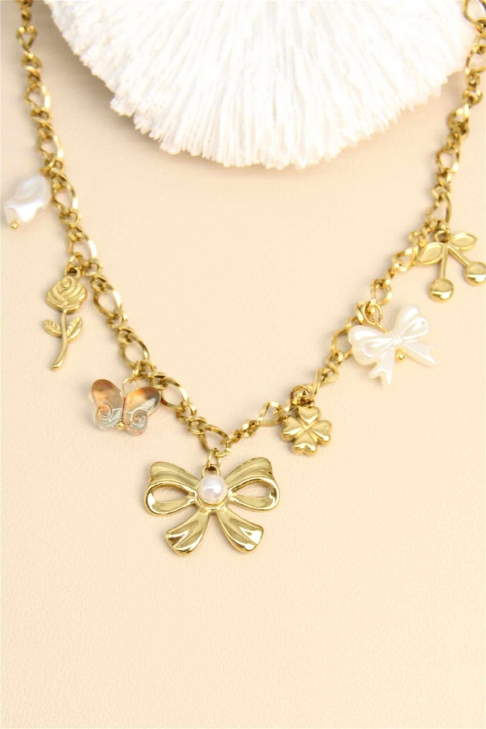 EDELSTAHL-Halskette – „Golden Sweetness“-Anhänger