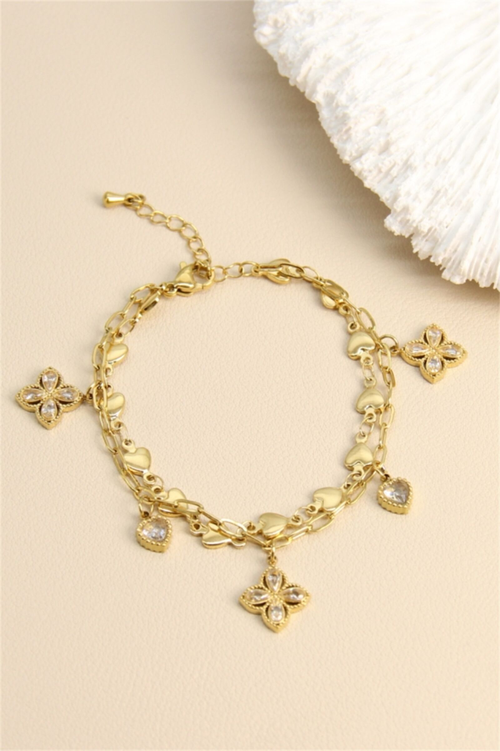 „Heart Shards“ Armband – Edelstahl und Zirkon