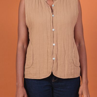 Gilet gaze de coton col volanté - PG2519