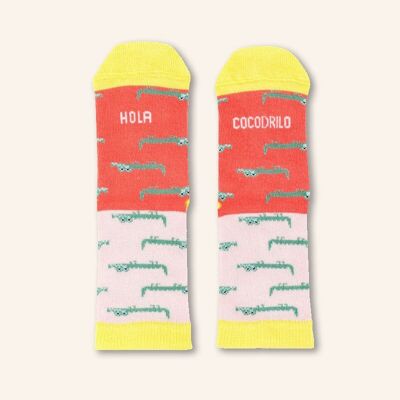 Mini - Calzini corallo "Hello Crocodile"