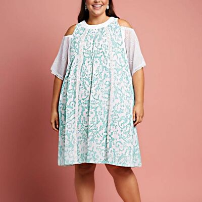 Vestido estampado verde de talla grande (C6598)