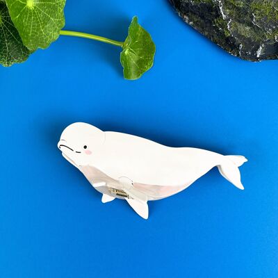 Cute Beluga Whale Acetate Hair Clip – Adorable Ocean - Themed Hair Accessory